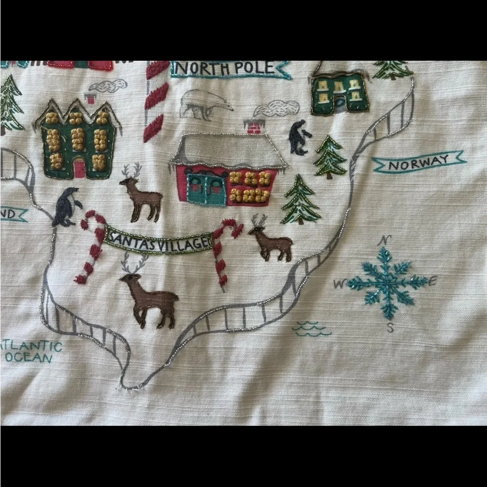 Pottery Barn Pillow North Pole Map Santas Village 20